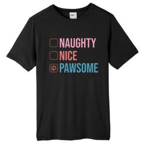 Naughty Nice Pawsome Funny Christmas Dog Saying Paws Retro Cute Gift Tall Fusion ChromaSoft Performance T-Shirt