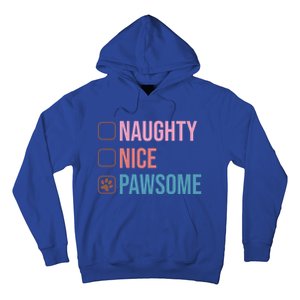 Naughty Nice Pawsome Funny Christmas Dog Saying Paws Retro Cute Gift Hoodie