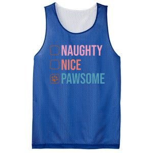 Naughty Nice Pawsome Funny Christmas Dog Saying Paws Retro Cute Gift Mesh Reversible Basketball Jersey Tank