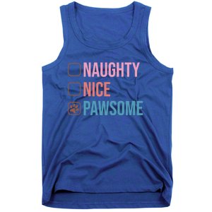 Naughty Nice Pawsome Funny Christmas Dog Saying Paws Retro Cute Gift Tank Top