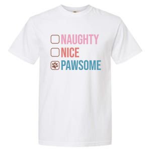 Naughty Nice Pawsome Funny Christmas Dog Saying Paws Retro Cute Gift Garment-Dyed Heavyweight T-Shirt