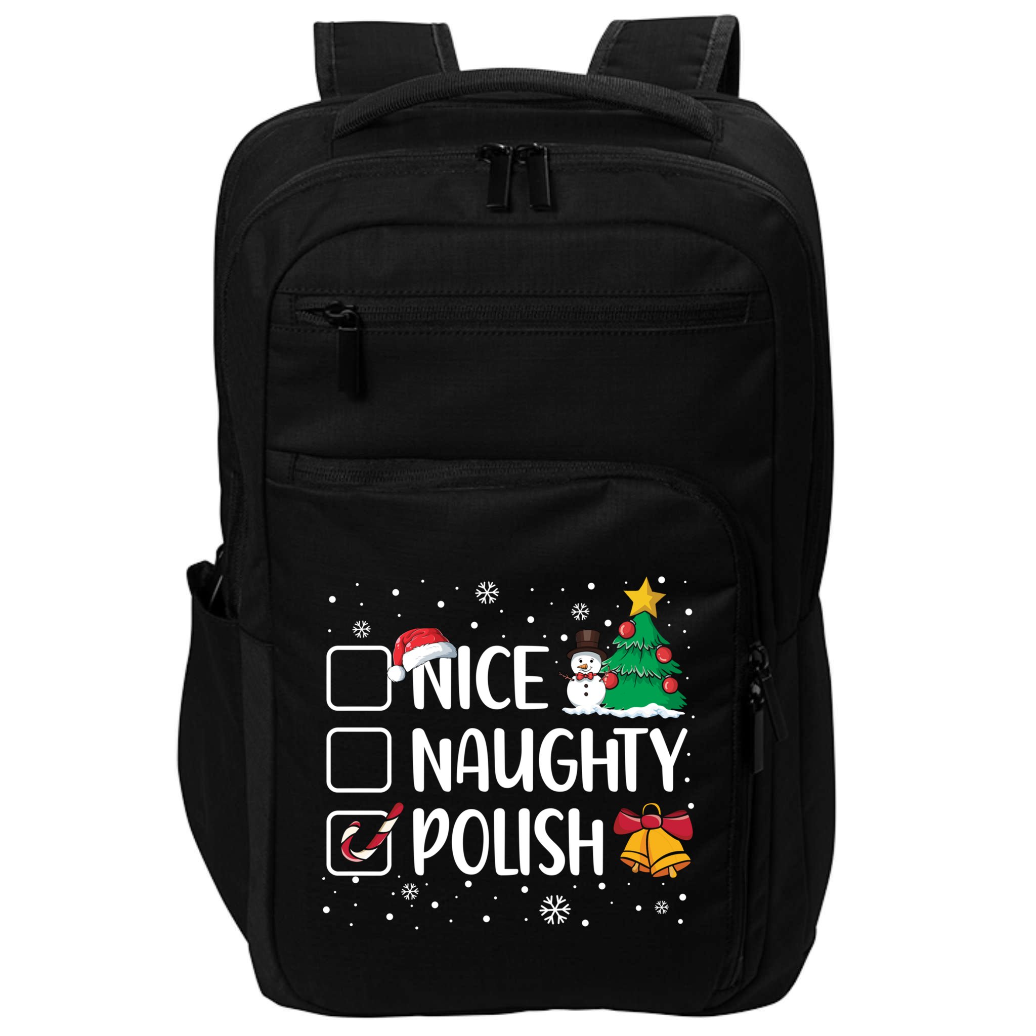 Naughty Nice Polish Gift Santa Hat Poland Christmas Gift Impact Tech Backpack