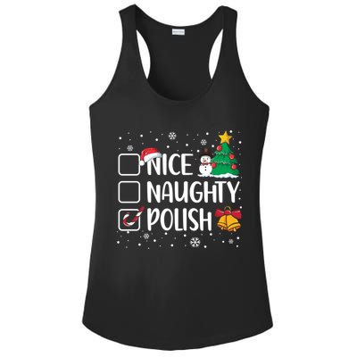 Naughty Nice Polish Gift Santa Hat Poland Christmas Gift Ladies PosiCharge Competitor Racerback Tank