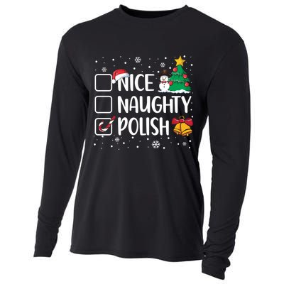 Naughty Nice Polish Gift Santa Hat Poland Christmas Gift Cooling Performance Long Sleeve Crew