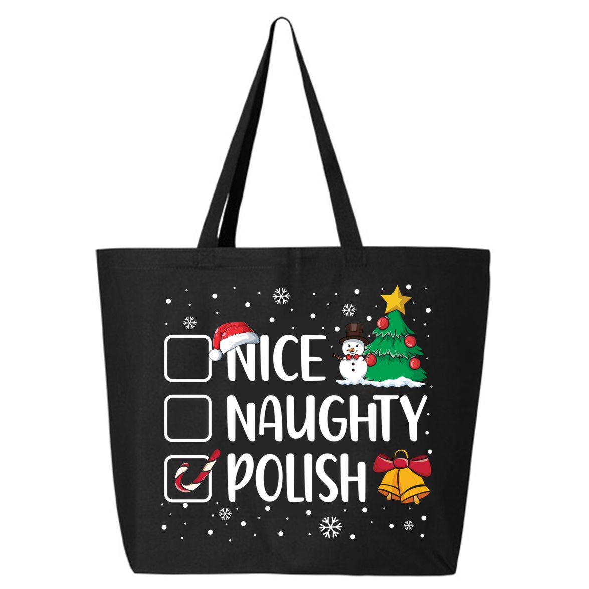 Naughty Nice Polish Gift Santa Hat Poland Christmas Gift 25L Jumbo Tote