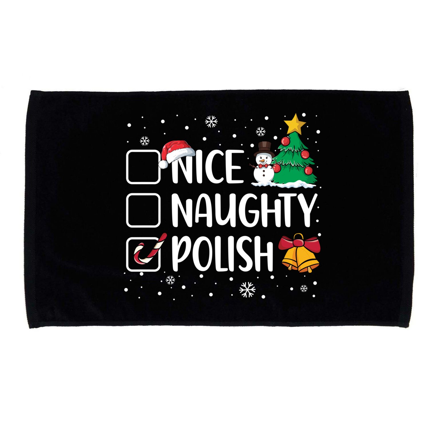 Naughty Nice Polish Gift Santa Hat Poland Christmas Gift Microfiber Hand Towel