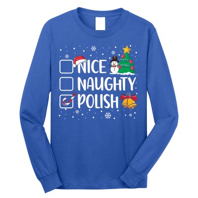Naughty Nice Polish Gift Santa Hat Poland Christmas Gift Long Sleeve Shirt