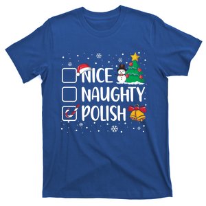 Naughty Nice Polish Gift Santa Hat Poland Christmas Gift T-Shirt