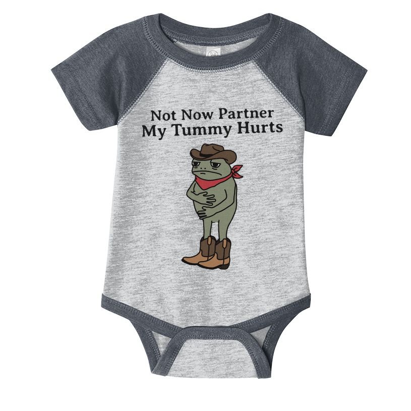 Not Now Partner My Tummy Hurts Cowboy Frog Vintage Infant Baby Jersey Bodysuit