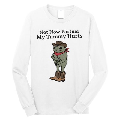 Not Now Partner My Tummy Hurts Cowboy Frog Vintage Long Sleeve Shirt
