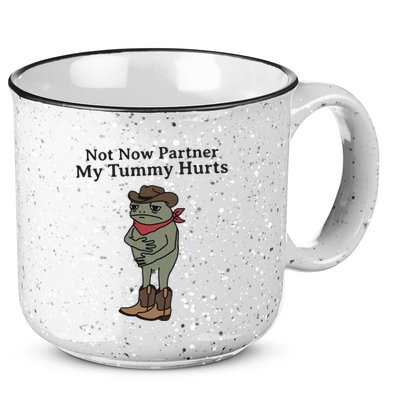 Not Now Partner My Tummy Hurts Cowboy Frog Vintage 15oz Campfire Ceramic Mug