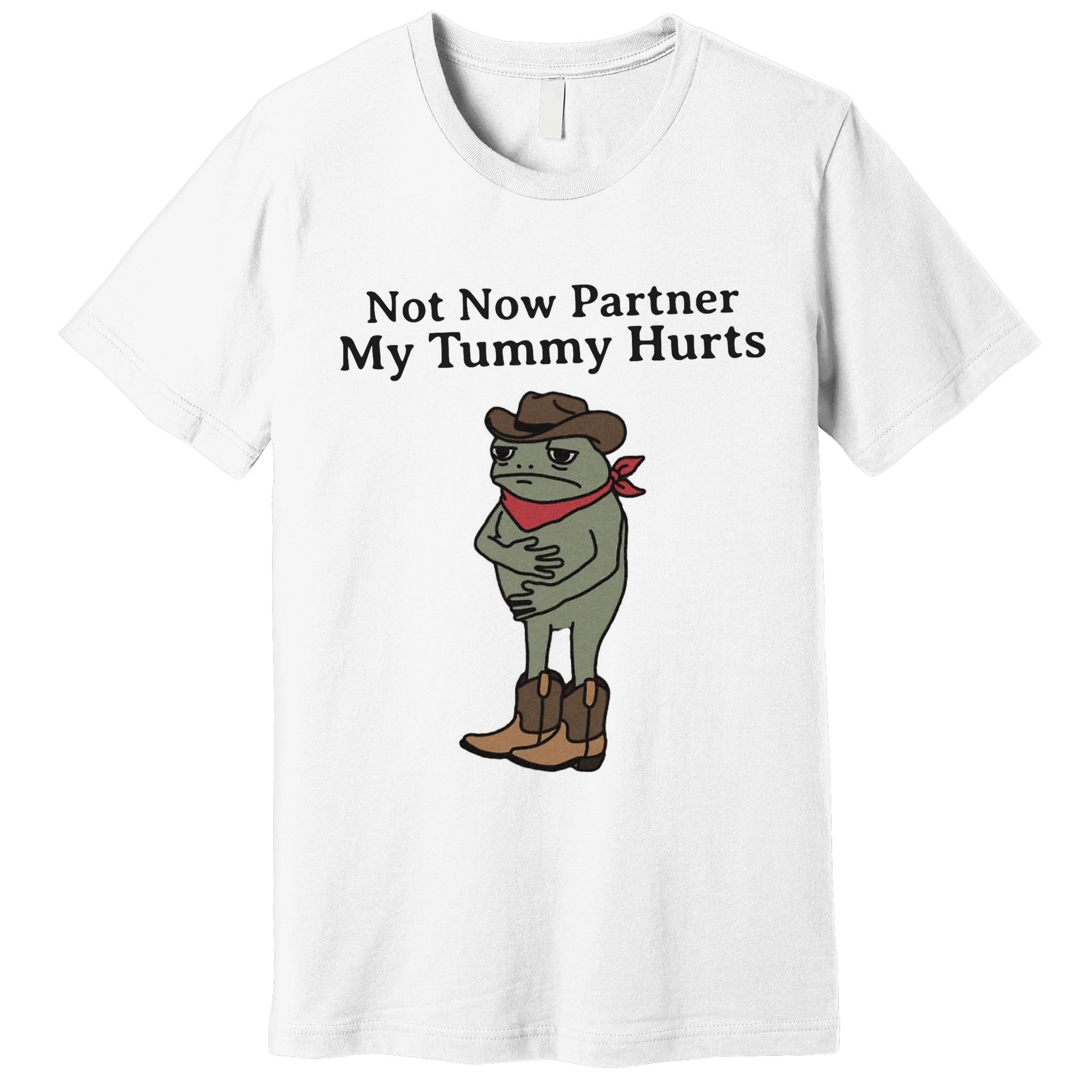 Not Now Partner My Tummy Hurts Cowboy Frog Vintage Premium T-Shirt