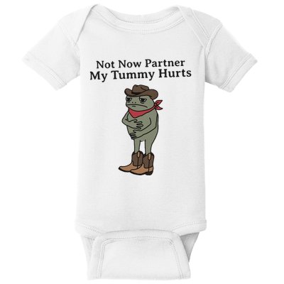 Not Now Partner My Tummy Hurts Cowboy Frog Vintage Baby Bodysuit