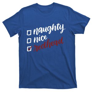 Nice Naughty Redhead Xmas Idea Funny Christmas Ginger Funny Gift T-Shirt