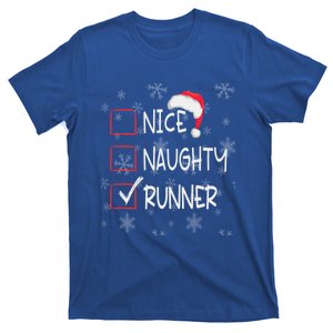 Nice Naughty Runner Running List Christmas Santa Claus Gift T-Shirt