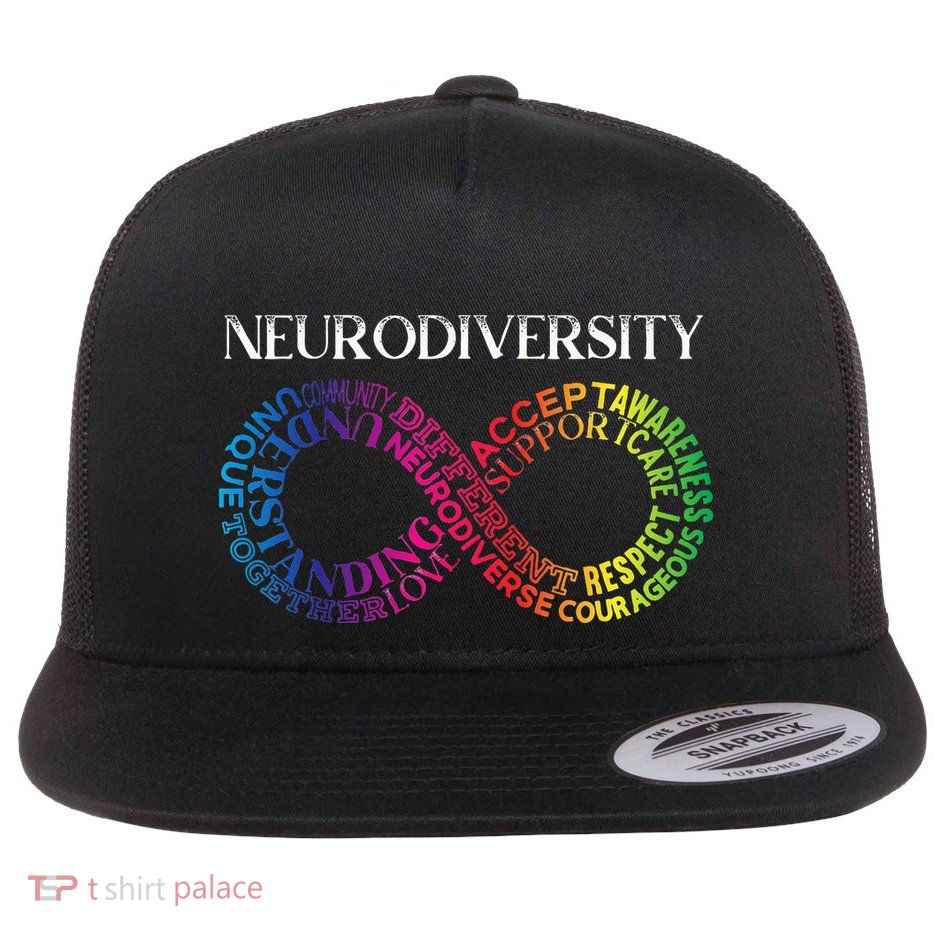 Neurodiversity Neurodivergent Rainbow Infinity ADHD ASD Flatbill Hat