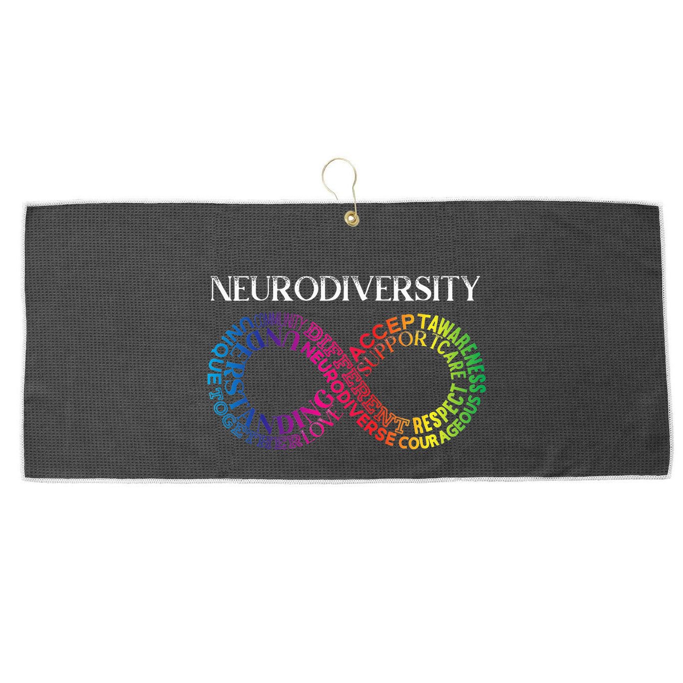Neurodiversity Neurodivergent Rainbow Infinity ADHD ASD Large Microfiber Waffle Golf Towel