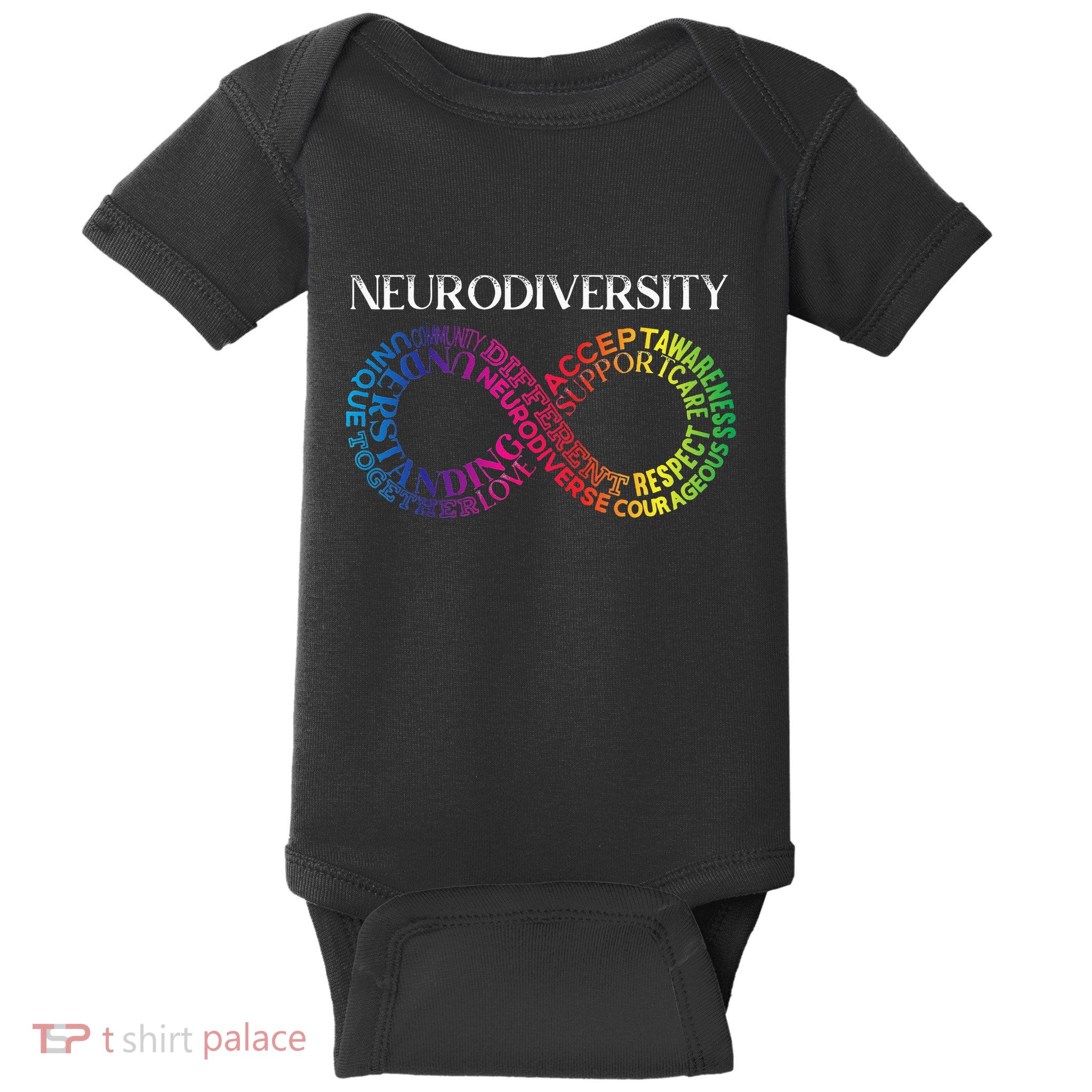Neurodiversity Neurodivergent Rainbow Infinity ADHD ASD Baby Bodysuit