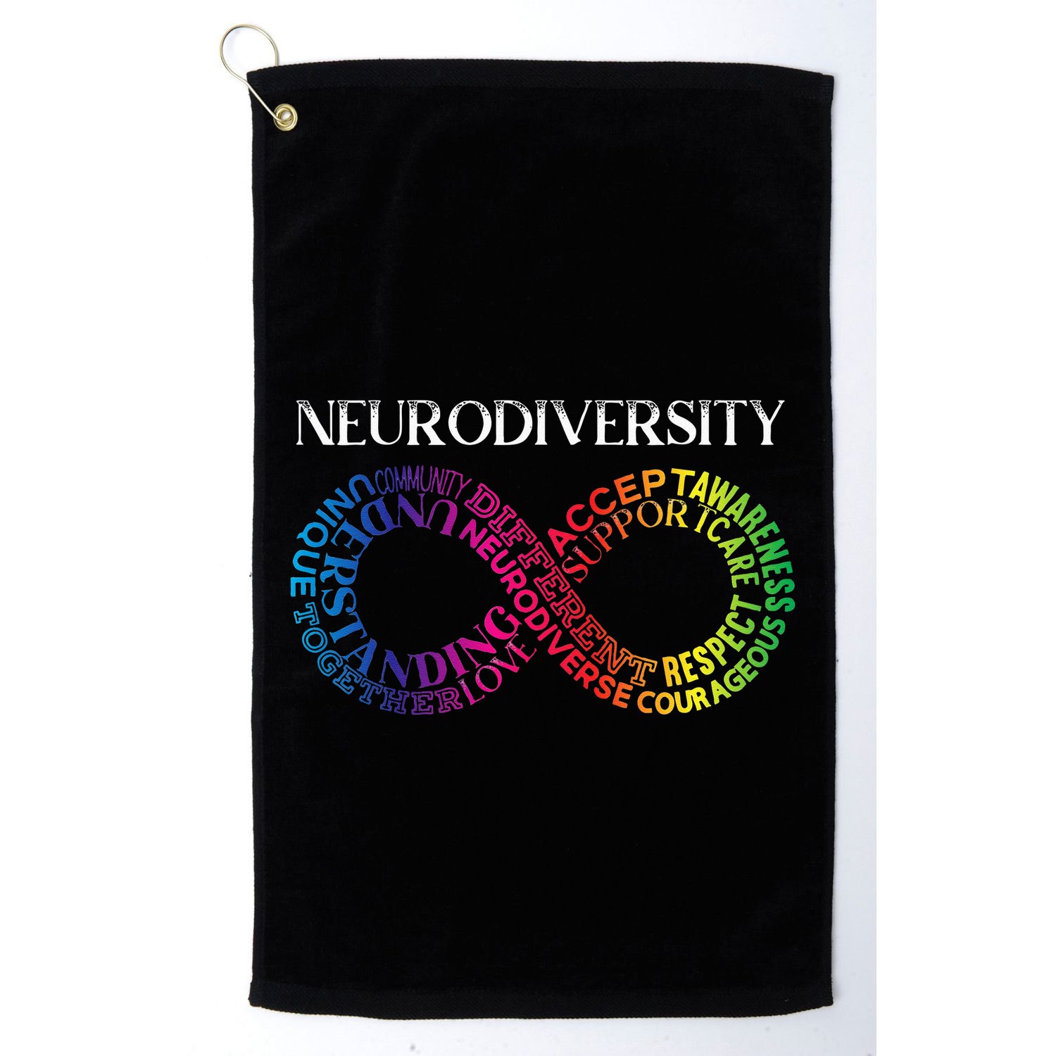Neurodiversity Neurodivergent Rainbow Infinity ADHD ASD Golf Towel