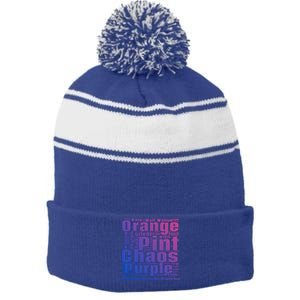 National No Rhyme Nor Reason Day Celebration September 1st Cool Gift Stripe Pom Pom Beanie