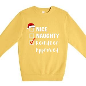 Nice Naughty Reindeer Approved Funny Santa Claus Christmas Cute Gift Premium Crewneck Sweatshirt