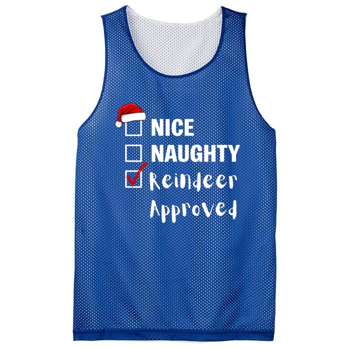 Nice Naughty Reindeer Approved Funny Santa Claus Christmas Cute Gift Mesh Reversible Basketball Jersey Tank