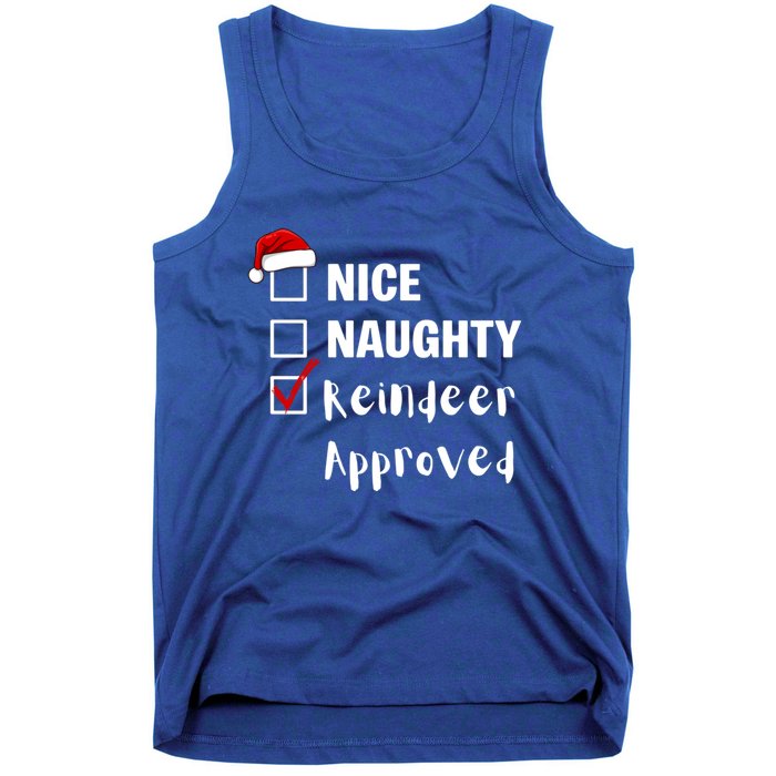 Nice Naughty Reindeer Approved Funny Santa Claus Christmas Cute Gift Tank Top