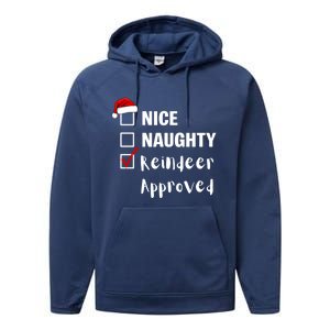 Nice Naughty Reindeer Approved Funny Santa Claus Christmas Cute Gift Performance Fleece Hoodie