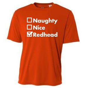 Nice Naughty Redhead Xmas Idea Funny Christmas Ginger Funny Gift Meaningful Gift Cooling Performance Crew T-Shirt