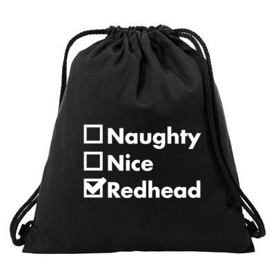 Nice Naughty Redhead Xmas Idea Funny Christmas Ginger Funny Gift Meaningful Gift Drawstring Bag