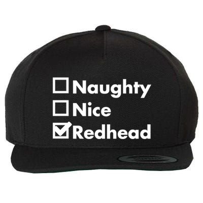 Nice Naughty Redhead Xmas Idea Funny Christmas Ginger Funny Gift Meaningful Gift Wool Snapback Cap