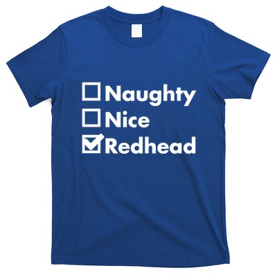 Nice Naughty Redhead Xmas Idea Funny Christmas Ginger Funny Gift Meaningful Gift T-Shirt