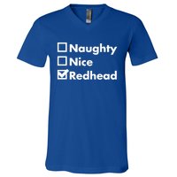 Nice Naughty Redhead Xmas Idea Funny Christmas Ginger Funny Gift Meaningful Gift V-Neck T-Shirt