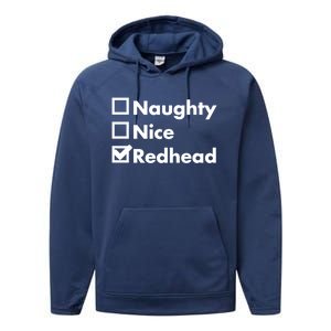 Nice Naughty Redhead Xmas Idea Funny Christmas Ginger Funny Gift Meaningful Gift Performance Fleece Hoodie