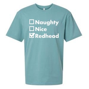 Nice Naughty Redhead Xmas Idea Funny Christmas Ginger Funny Gift Meaningful Gift Sueded Cloud Jersey T-Shirt