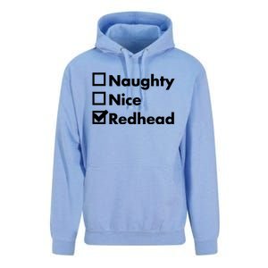 Nice Naughty Redhead Xmas Idea Funny Christmas Ginger Funny Gift Meaningful Gift Unisex Surf Hoodie