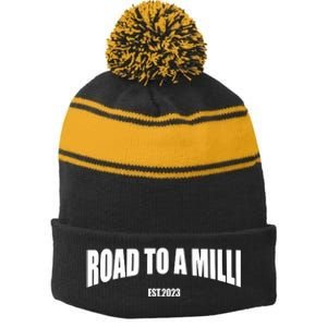 Nick Nayersina Road To A Milli Stripe Pom Pom Beanie