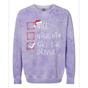 Nice Naughty Race Car Driver List Christmas Santa Claus Colorblast Crewneck Sweatshirt