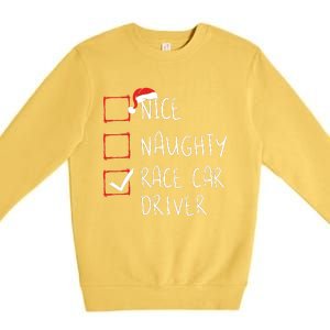 Nice Naughty Race Car Driver List Christmas Santa Claus Premium Crewneck Sweatshirt