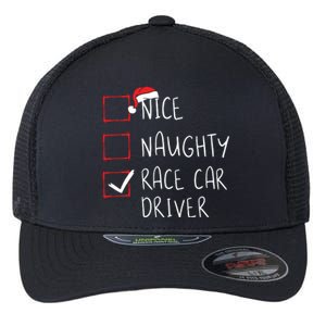 Nice Naughty Race Car Driver List Christmas Santa Claus Flexfit Unipanel Trucker Cap