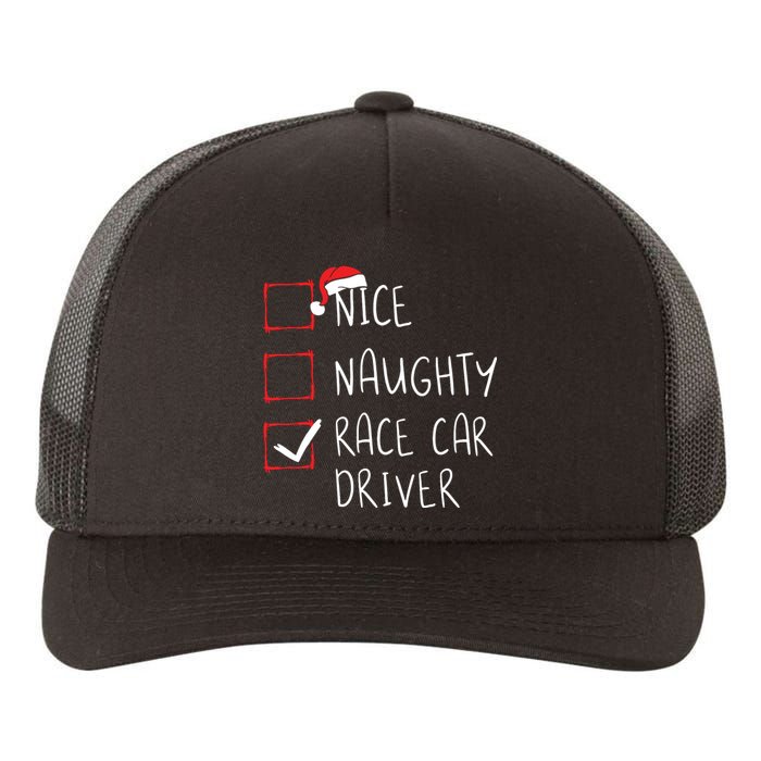 Nice Naughty Race Car Driver List Christmas Santa Claus Yupoong Adult 5-Panel Trucker Hat