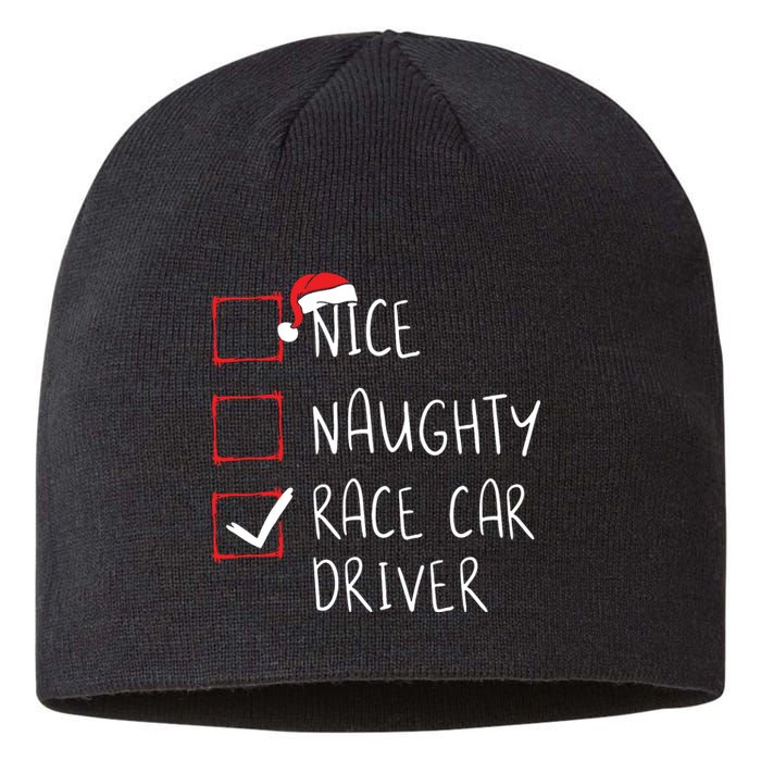 Nice Naughty Race Car Driver List Christmas Santa Claus Sustainable Beanie