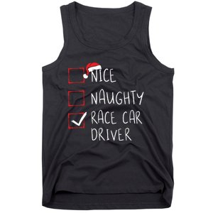 Nice Naughty Race Car Driver List Christmas Santa Claus Tank Top