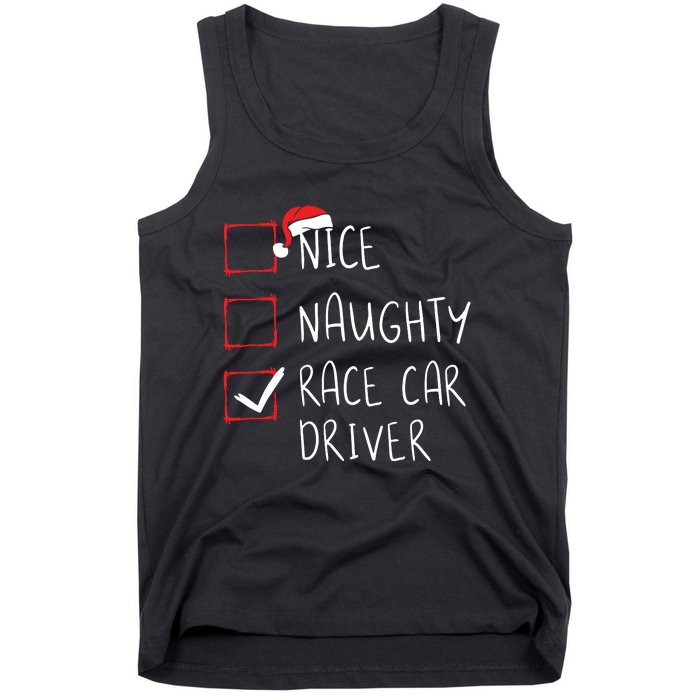 Nice Naughty Race Car Driver List Christmas Santa Claus Tank Top