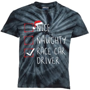 Nice Naughty Race Car Driver List Christmas Santa Claus Kids Tie-Dye T-Shirt