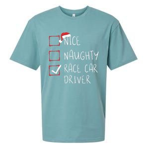 Nice Naughty Race Car Driver List Christmas Santa Claus Sueded Cloud Jersey T-Shirt