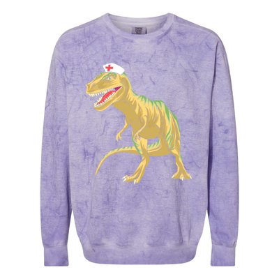 Nurse Nursesaurus Rex Dinosaur Funny Nursing Gift Colorblast Crewneck Sweatshirt