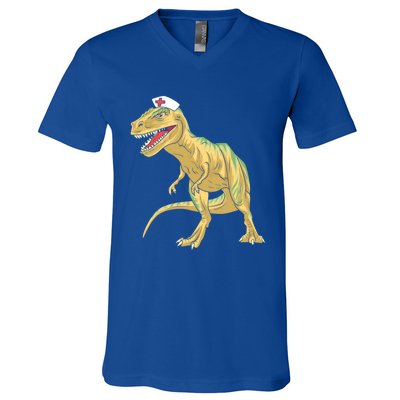 Nurse Nursesaurus Rex Dinosaur Funny Nursing Gift V-Neck T-Shirt