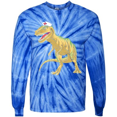 Nurse Nursesaurus Rex Dinosaur Funny Nursing Gift Tie-Dye Long Sleeve Shirt