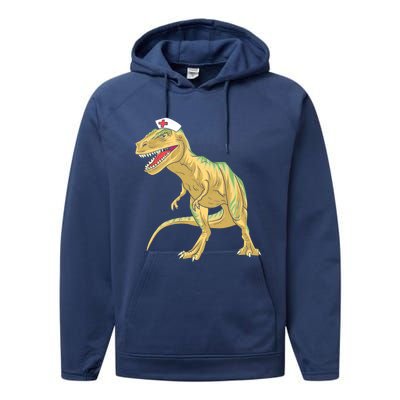 Nurse Nursesaurus Rex Dinosaur Funny Nursing Gift Performance Fleece Hoodie